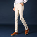 Men Pants 2024 New Classic Style Cotton Elastic Slim Fit Office Trouser Business Casual Solid Straight Suit Pant Men's Clothing