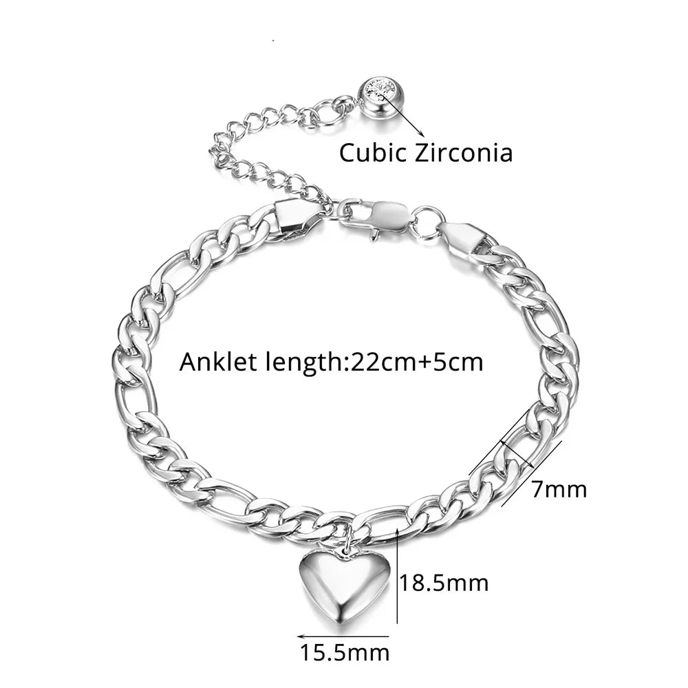 Anklet For Women Gold Color Stainless Steel Cuban Link Ankle Bracelets Summer 2024 Fashion Leg Chain Beach Foot Jewelry Ancklets