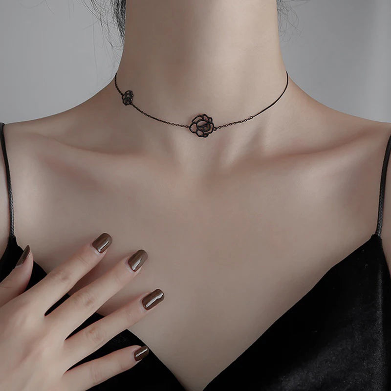 1PC Korean Chokers Necklaces Gothic Rose Short Necklace Neck Chains Choker CollaresParty Aesthetic Accessories Jewelry Gift