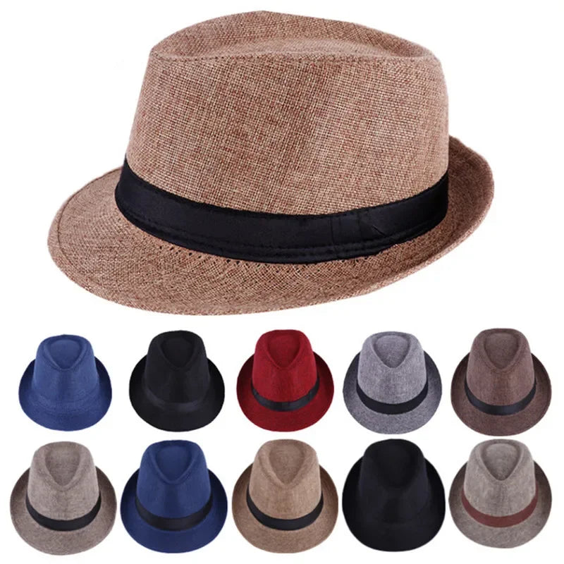 Men's Handsome Hats Jazz Cotton Linen Pure Hat Imitation Linen Sun Visor Hat Fashion Accessories