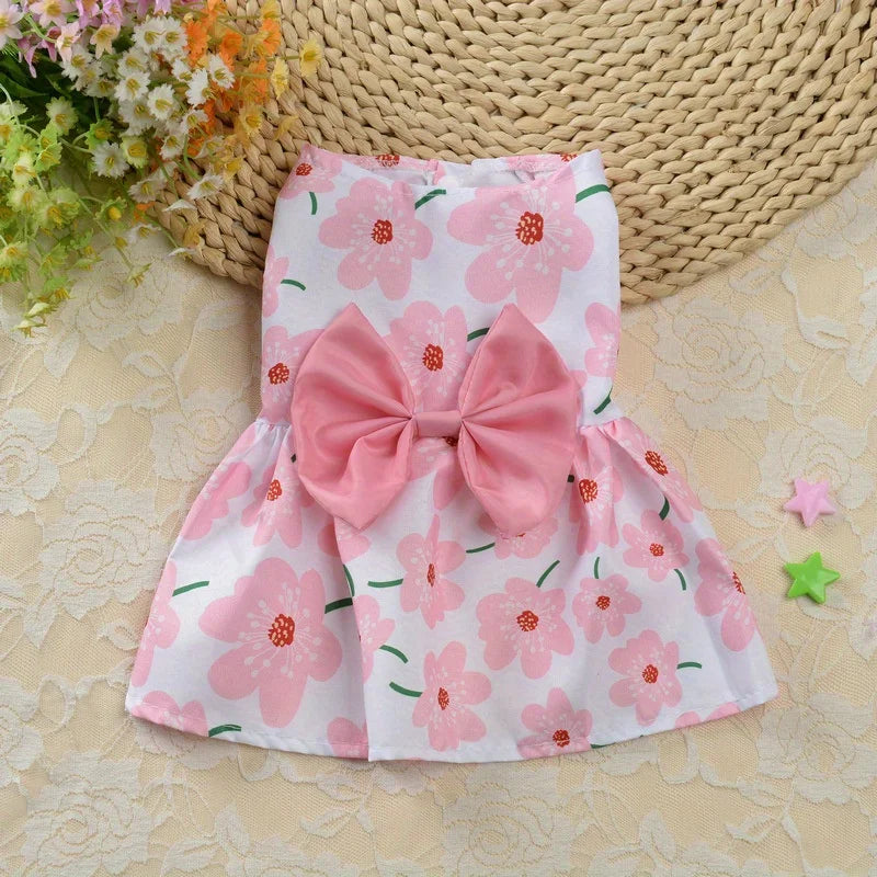 Pet Dresses ,Soft & Sleeveless Floral Outfit for Cats and Dogs, Perfect for Daily Wear & Special Occasions,Dog skirts