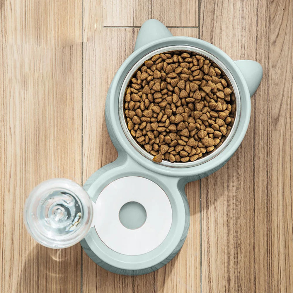 Pet Bowls Set for Dogs & Cats: Anti-Spill Food Bowl + Automatic Water Bowl, Non-Slip Pet Feeding Dishes Kit for Puppies Kittens