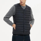 Men Vest Jacket Warm 2024 Autumn Winter Casual Sleeveless Coats Down Cotton Waistcoat Solid Color Male Buttons V-neck Outerwear
