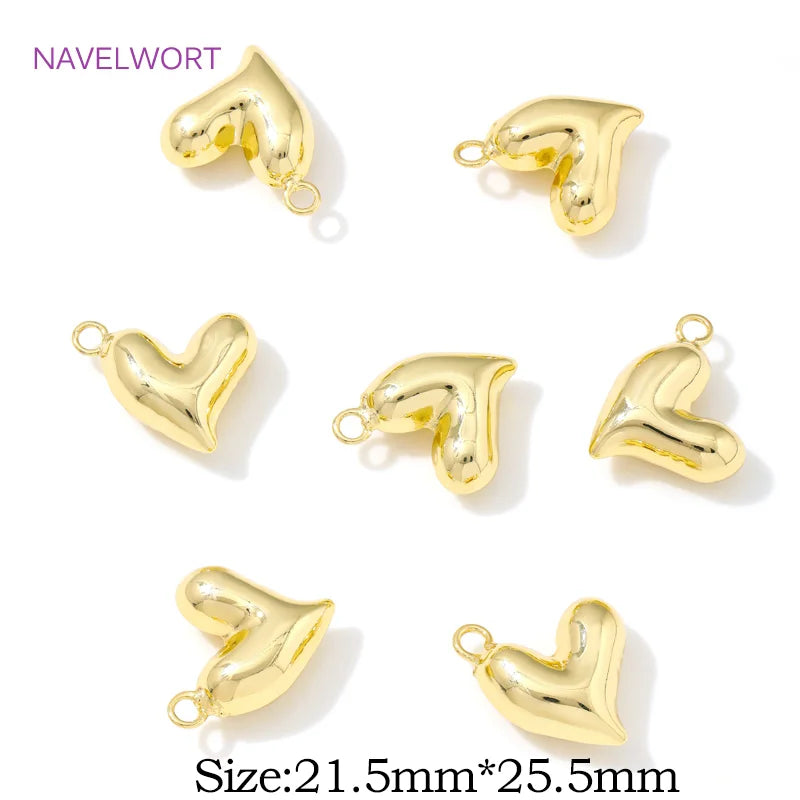 Pendants For Jewelry 18K Gold Plated Brass Heart Charms Pendants For Fashion Necklace Making Supplies DIY Jewelry Accessories