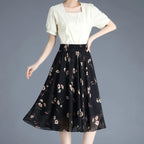 Skirts for Women Chiffon Woman Skirt Floral Midi Summer Casual New In Clothing Sales Modest Luxury Elegant High Quality V Cheap