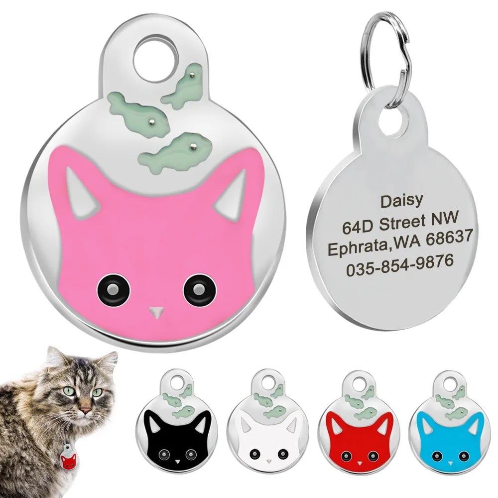 Custom Tags Custom Dog Cat ID Tag Personalized Cute Pet Name Tag for Cat Dog Collar Address Tags for Dog With Engraving customized Anti-Lost