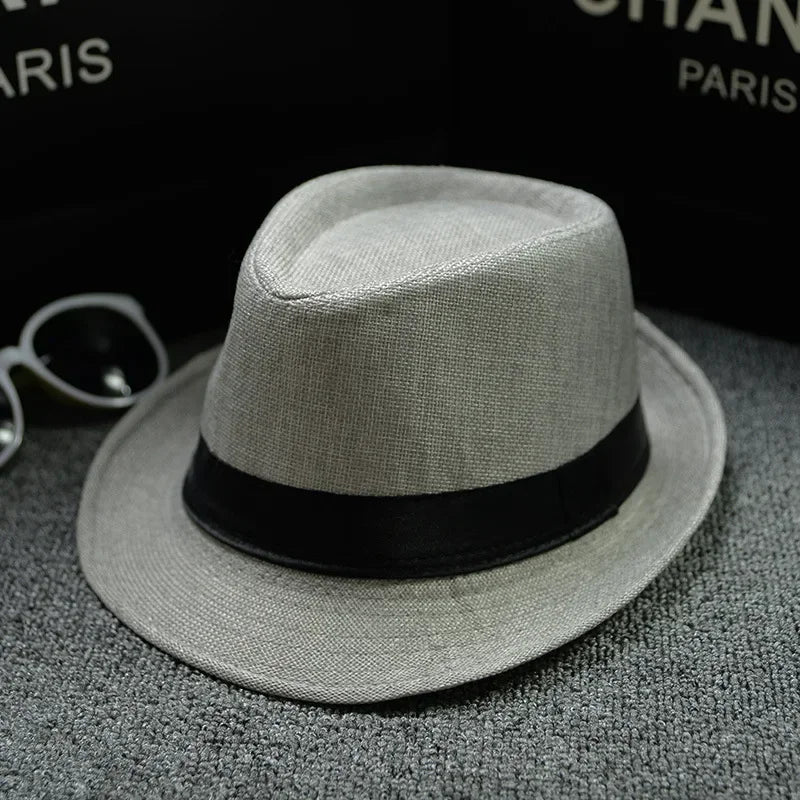 Summer Fedora Hat for Men Fashionable Elegant Vintage Black Women White Red Brim Panama Top Jazz Beach Unisex Classic Cap
