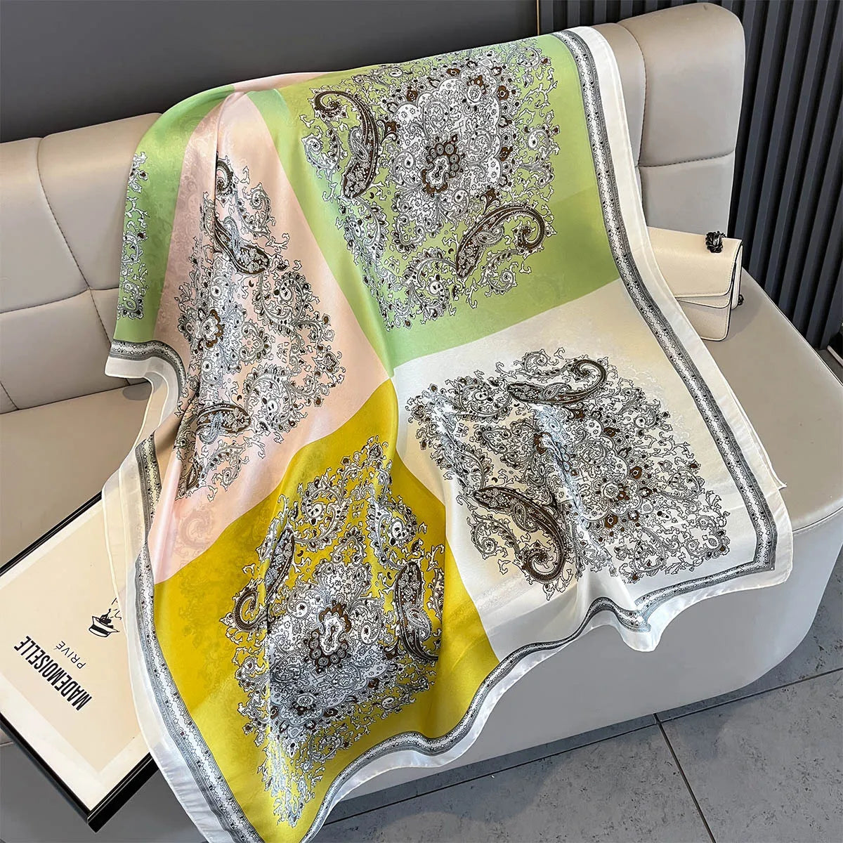 New Women Scarves Spring Summer Autumn Luxury Print Thin Light Satin Scarf Fashion Wrap Shawls 55 Colors Elegant Bandana Poncho