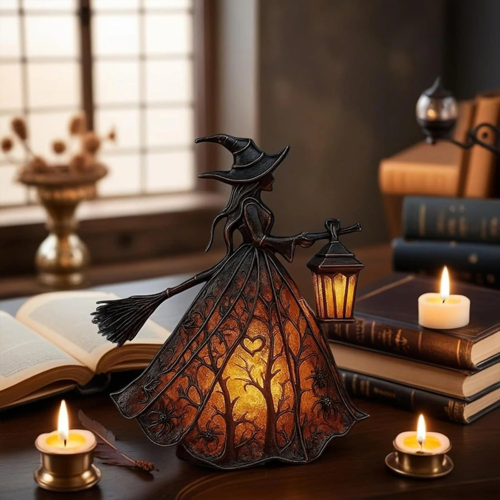 Halloween Witch Lamp  Stained Gothic Witch Hat Led Lamp  Spooky Decorative Unique Halloween Party Lighting Decorations Indoor