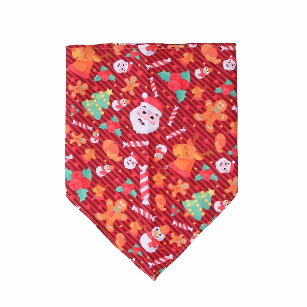 Festive Pet Bandanas  Print Dog Cat Bibs Holiday Themed Triangle Scarf Pet Drool Towel Xmas Animal Accessories