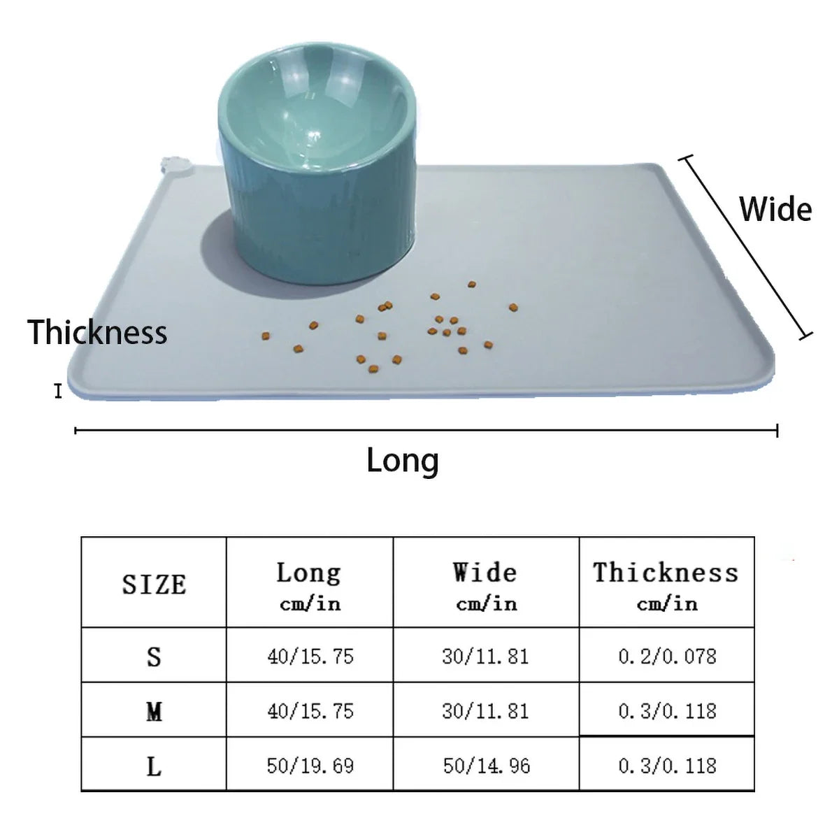 Pet Feeding Mat for Dogs Cats Non-Slip Silicone Cat Food Mat Waterproof Washable Spill-Proof Pet Placement Mat Pet Supplies