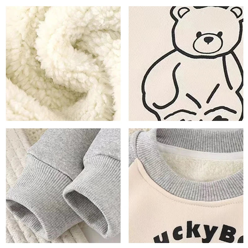 Childrens Hoodie with Fleece for Autumn and Winter, BoysThick Warm Jacket for Girls, Baby Clothes Kids Clothing