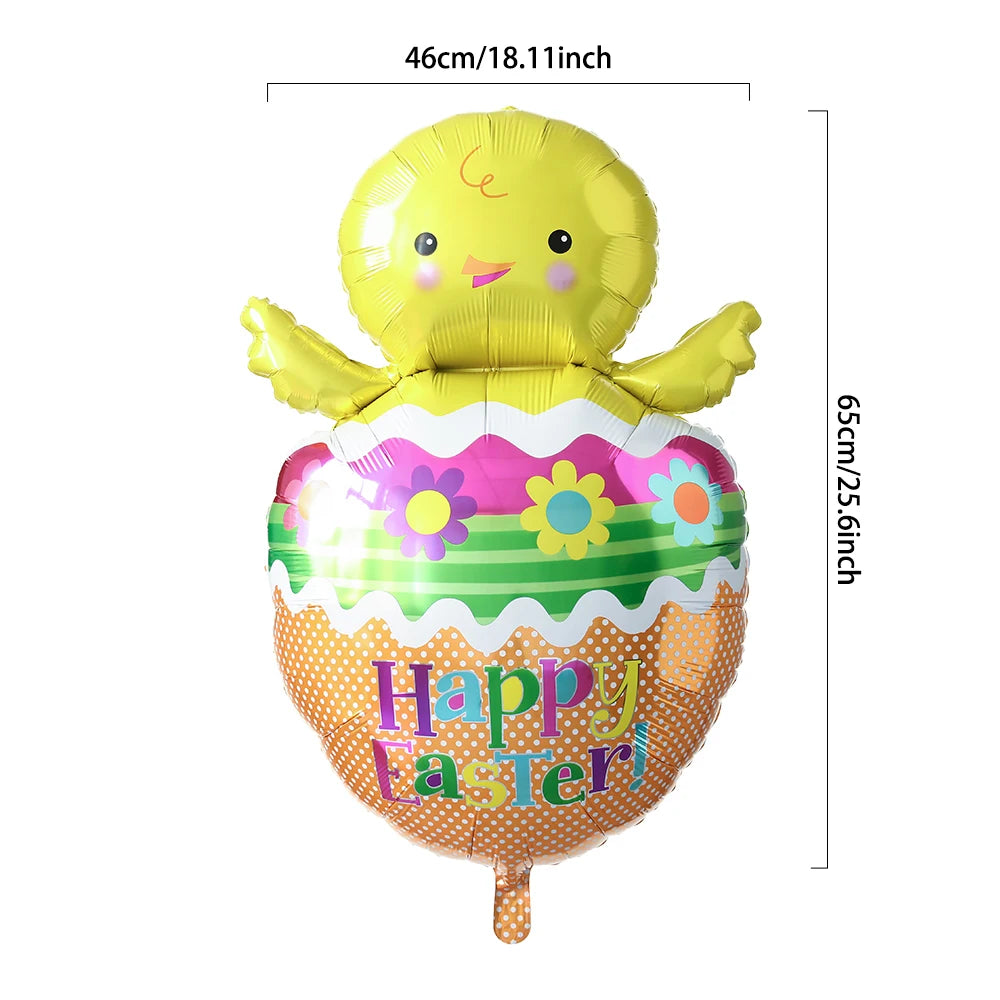 Easter Bunny Carrot Egg Foil Balloon Broken-shell Chicken Long eared Rabbit 4D Standing Balloon Happy Easter Party Deco Kid Gift