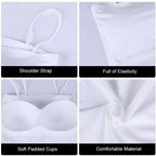 Women Crop Top Sexy Bra Seamless Tank Tops 2023 Summer Female White Strap Top Backless Camisole Solid Cropped Camis Clothing