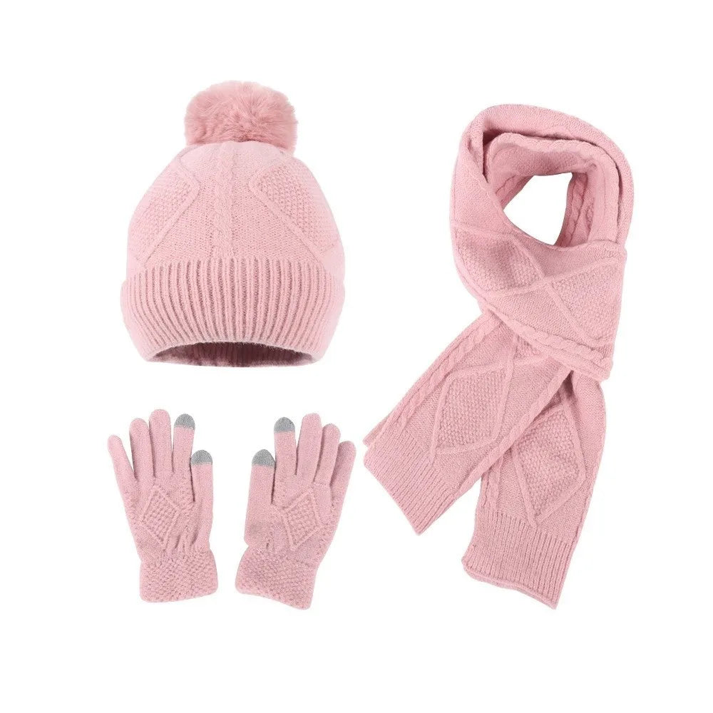 Beanies Cap Elastic Scarf and Hat Set Touch Screen Warm Cold Proof Gloves Acrylic Fibers Solid Color Pullover Cap Windproof