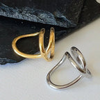 Abstract line statement rings for women stainless steel irregular cocktail rings minimalist unique abstract jewelry waterproof
