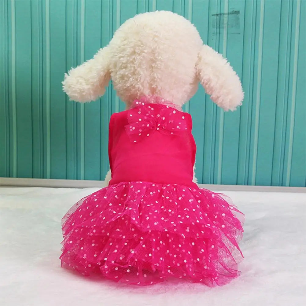 Dog Dresses Pet Dresses Bow-knot Design Lace Multiple Layer Puppy Skirt Buttons Sleeveless Eye-catching Dogs Princess Dress Pet Clothes