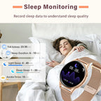 Smart watch for women, always-on display, IP67, fitness tracker with sleep monitoring/menstrual cycle, black gold