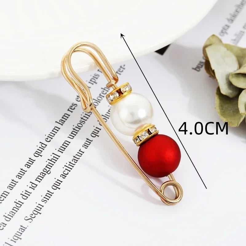 Broche Set Big Beads Fashion Clothing Brooches for Women Pearl Lapel Safety Sweater Coat Dress Pins Badge Buckle Accessories