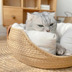 Pet Bed Kennel for Cat Puppy Dog Beds Sofa Handmade Bamboo Weaving Cat Cozy Nest Pet Accessaries