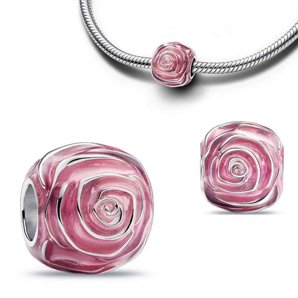 Valentine's Day 925 Silver Love Heart Flower Charm Mother Balloon Mom Bead Lock You Dangle Fit Original Bracelet Jewelry Pendant