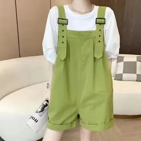 Summer Overalls Jumpsuits For Women Casual Adjustable Strap Loose Sweet Chic Kawaii Streetwear Shorts Rompers Playsuits Outfits