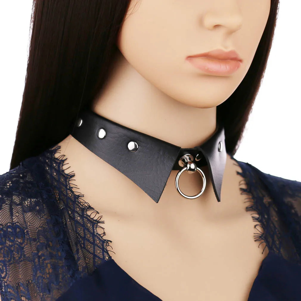 Black Collar Choker Necklace Gothic Fashion Punk Harajuku Cool Chocker Goth Clothing Accessories For Women Cosplay Jewelry