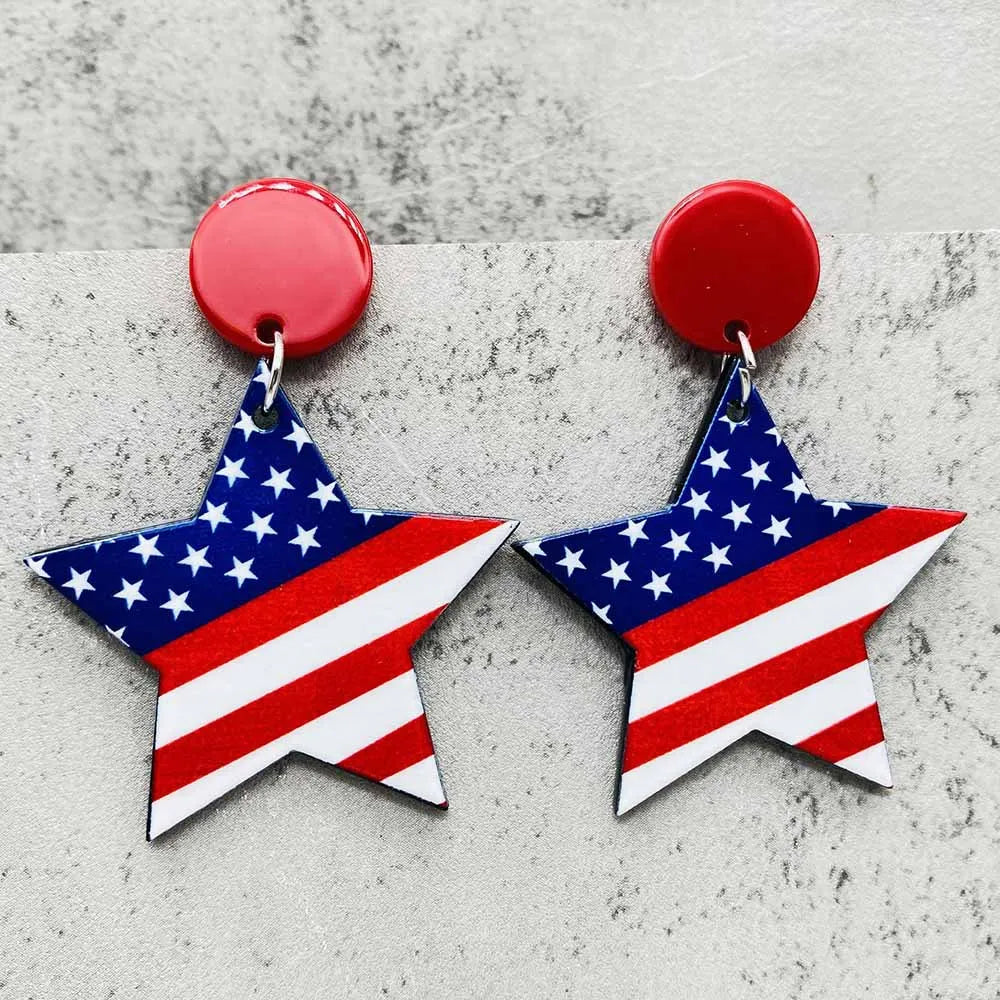 Patriotic Earrings 4th of July Earrings American Flag Sunflowe Acrylic Earrings for Women Independence Day Party Jewelry Gifts