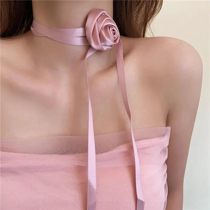 White Lace Necklace Verstile Long Ribbon Layered Clavicle Chain Choker for Girls Daily Wear Neck Decoration Jewelry