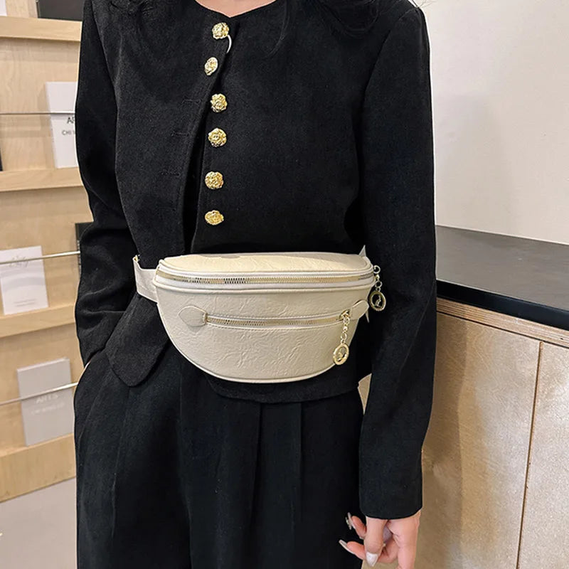 Casual Waist Bag Fashion Lady Fanny Pack and Phone Packs Soft Leather Belt Bags Woman Travel Shoulder Crossbody Chest Bag Purse