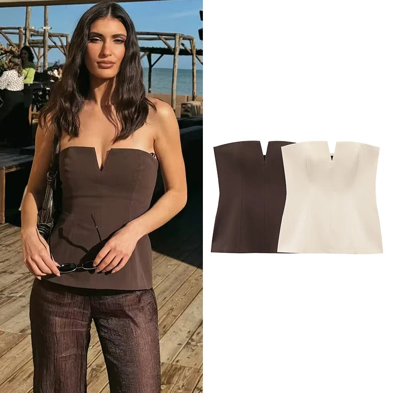 Tops Summer Women's 2025 New Tank Tops Elegant Fashion Tube Top Young Chic Women's Street Holiday Top