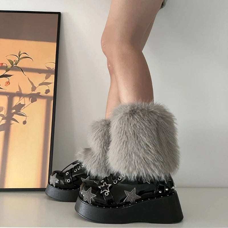 Faux Furs Leg Warmer,Warm Soft Cozy Fuzzy Leg Warmer Boot Cuffs Cover for Women Party Costumes Boot Sleeves Boot Covers