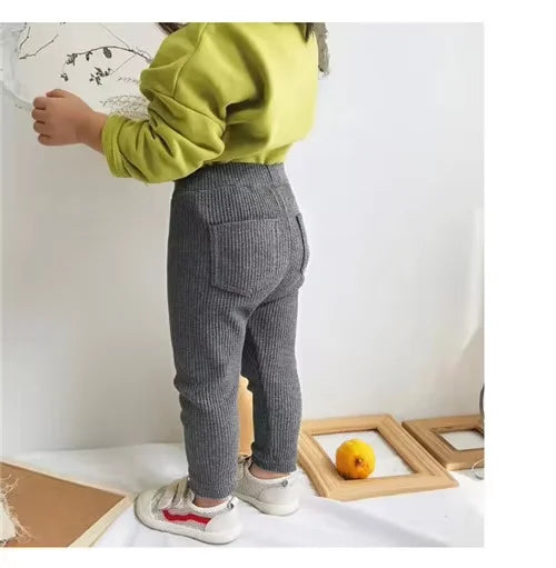Children's Pants For Girls Boys Solid Big PP Kids Pants Spring Autumn Baby Toddler Long Trousers Casual Kid Trouser 1-6Years Old