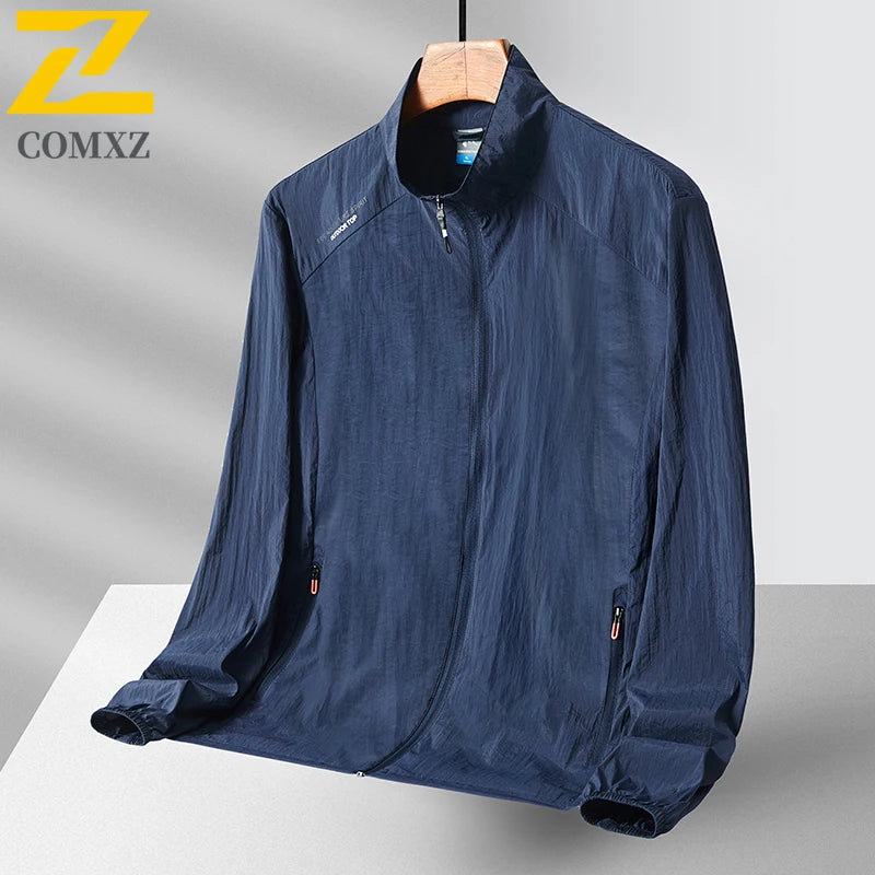 Summer Sun Protection Clothing Mens Gym Lightweight Breathable UV Protection Lapel Coat Casual Fishing Hiking Solid Color Jacket