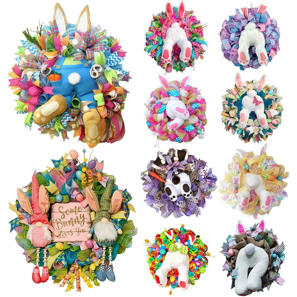 Easter Decorations Craft Supplies Easter Rabbit Wreath with Ears Rabbit Shape GarlandWall Decor Home Decoration Props