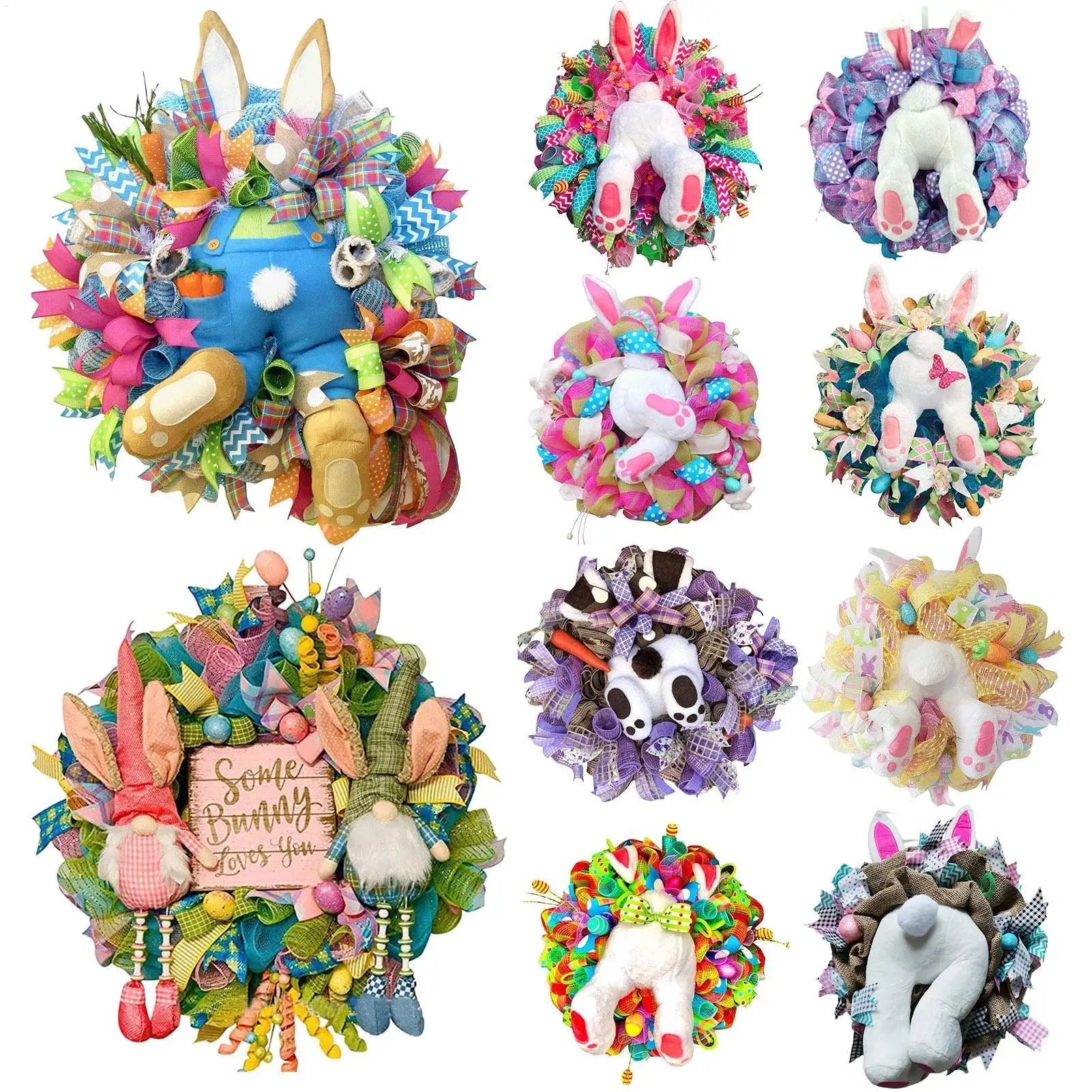 Easter Decorations Craft Supplies Easter Rabbit Wreath with Ears Rabbit Shape GarlandWall Decor Home Decoration Props