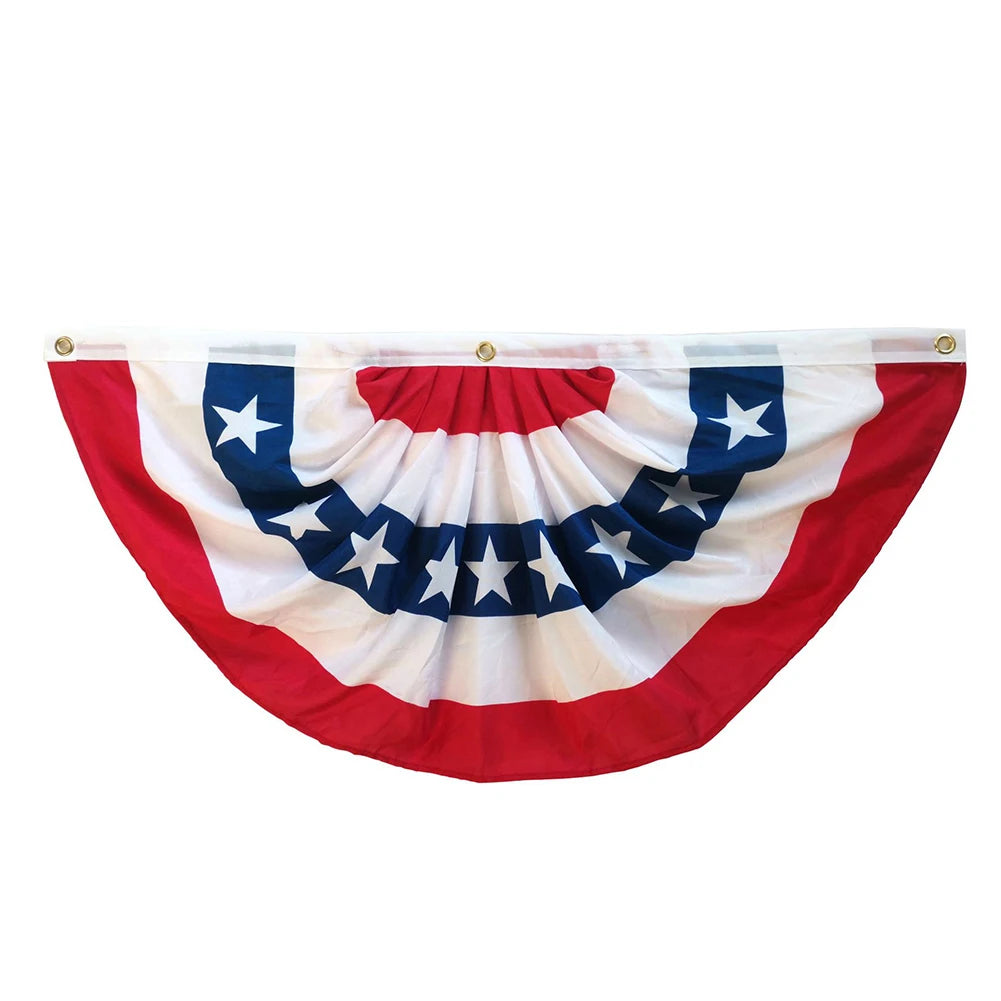 USA Flags Pleated Fan Flag 4th of July Memorial Independence Day Decor American Flags Bunting Fourth Of July Decorations Outdoor