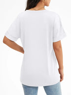 Womens T Shirts 2025 Short Sleeve V-Neck Shirts Cute Fit Summer Casual Tee Tops S-XXL