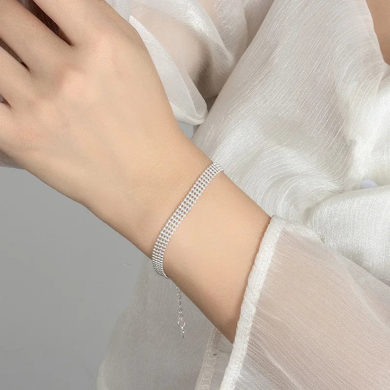 charms 925 sterling Silver Bracelets beads chain for Women men Wedding Lady Noble Pretty Jewelry Fashion Nice Chain 20cm 8inch