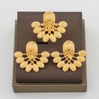 Statement Earrings and Ring  Jewelry Set for Women 18k Gold Plated Stud Earrings and Finger Ring Weddings Bridal Jewelry Set