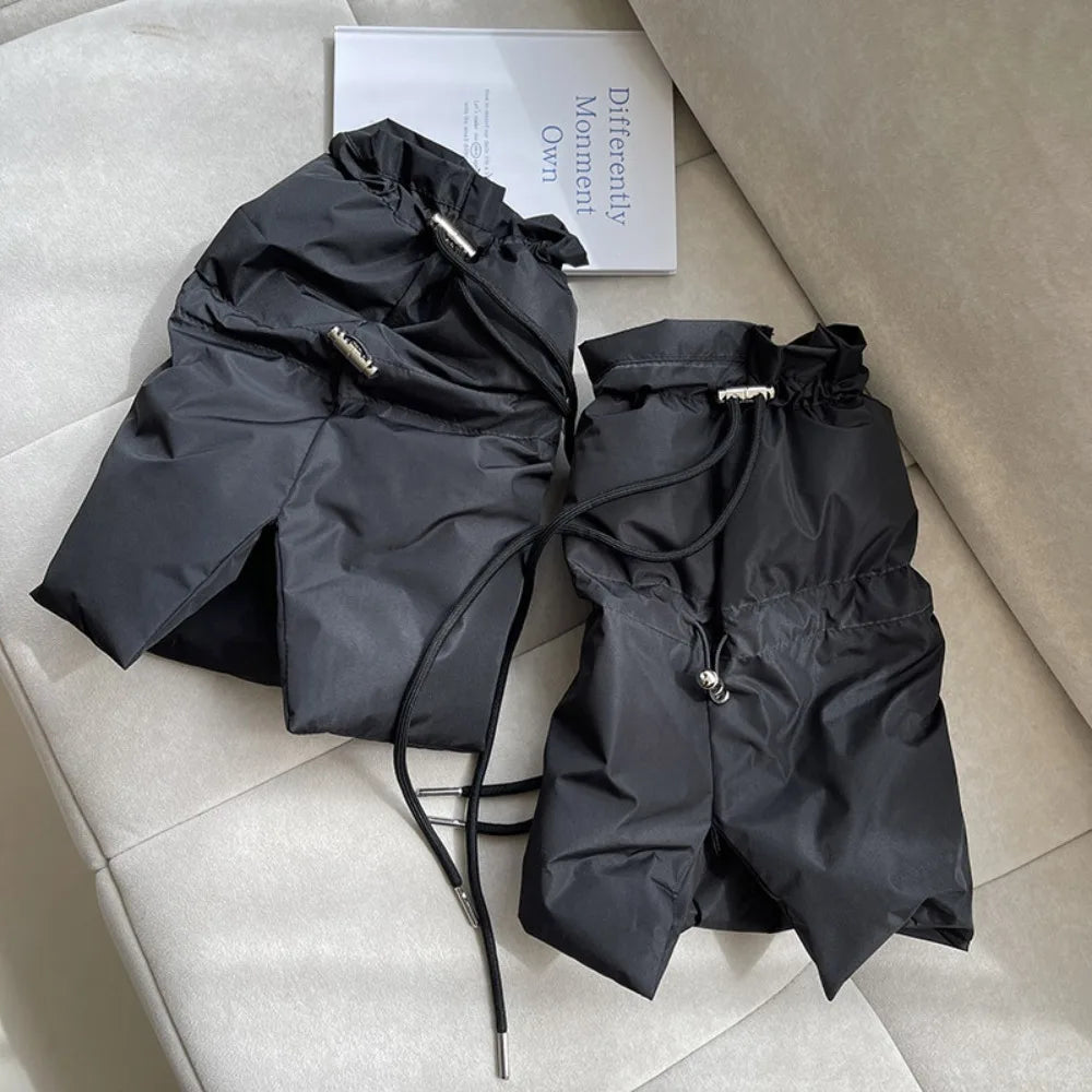 30/42cm New Thick Leg Warmer Women Ankle Warmer Drawstring Padded Puffer Split Boot Cuffs Adjustable Calf Gaiters Winter