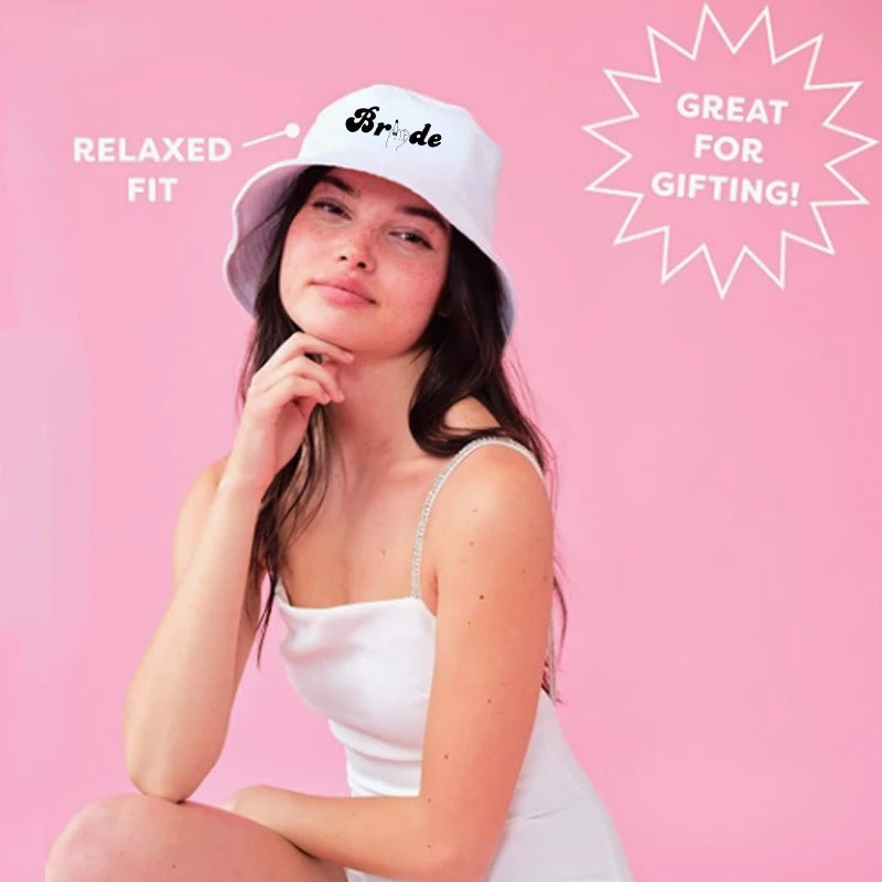 Bridal Bucket Hat Female Beach Pool Marriage Wedding Engagement Party Bridal Gift Travel Fashion New Fishing Cap Gift Wholesale