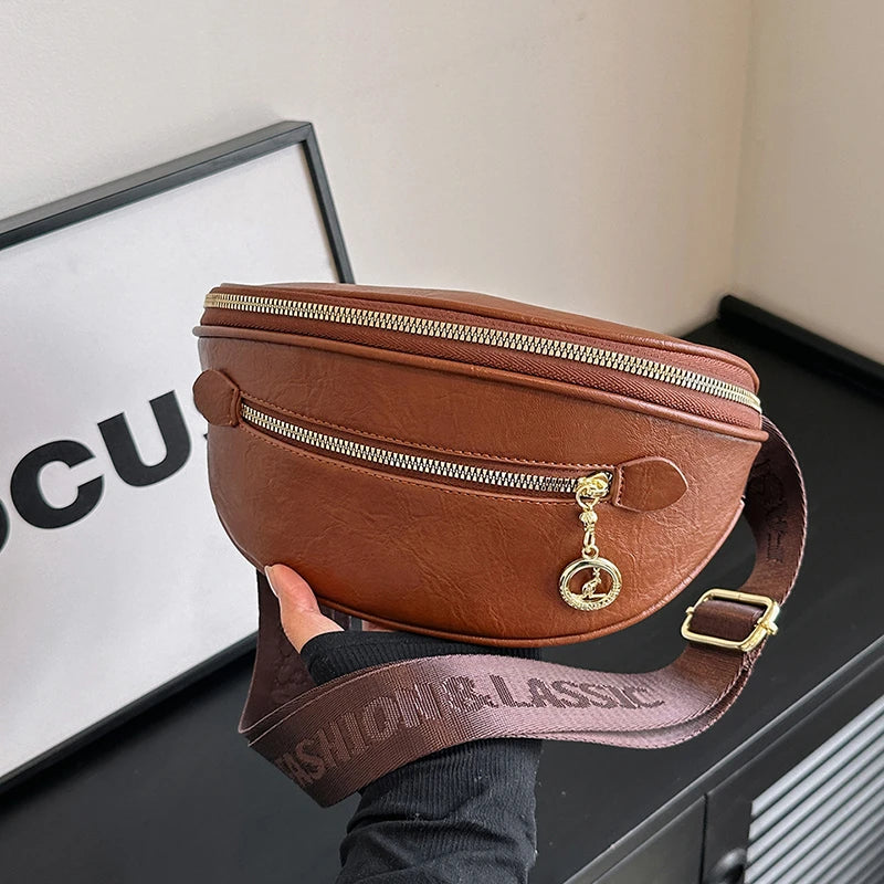 Casual Waist Bag Fashion Lady Fanny Pack and Phone Packs Soft Leather Belt Bags Woman Travel Shoulder Crossbody Chest Bag Purse