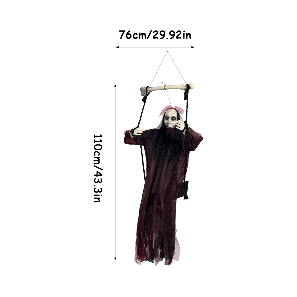 Halloween Swing Hanging Decoration Funny Swing Electric Light Sound Horror Trick Decoration Holiday Atmosphere Layout Background