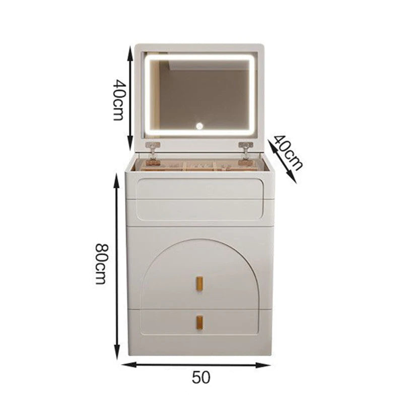Bedroom Makeup Vanities Illuminated Dressing Table Jewelry Toiletries Storage Locker Bedside Cabinet Vanity Table with Mirror