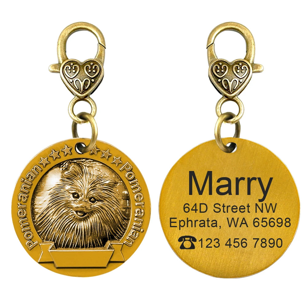 Custom Tags Personalized Dog ID Tag Custom Copper Coated Metal Engraved Large Dog Name Tags Pet Accessories for Labrador