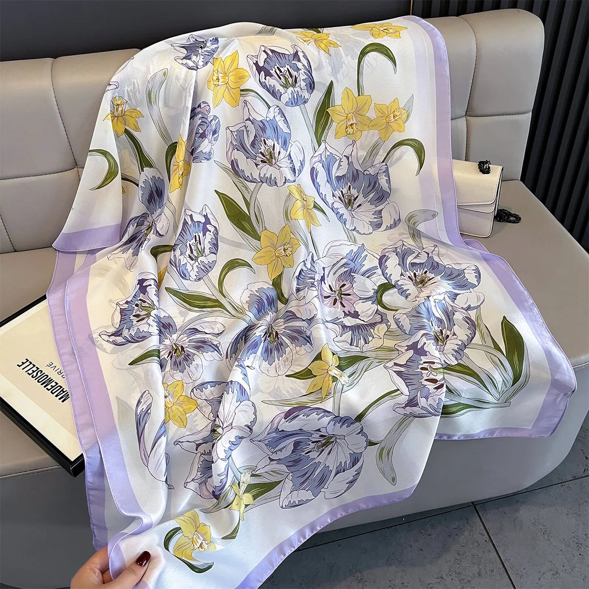 New Women Scarves Spring Summer Autumn Luxury Print Thin Light Satin Scarf Fashion Wrap Shawls 55 Colors Elegant Bandana Poncho