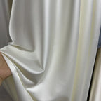 High end elastic silk fabric, beige ivory white soft satin fabric, designer wedding dress, shiny satin