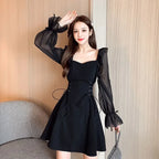 Female Dresses  women's dresses Coquette Women's DressSilk Satin Chiffon Sexy Black Holiday New Features Korean Style Clothing Cheap Casual X In