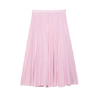 Women's Skirt New Summer 2025 Pink Pleated Midi Skirt A hem looks slim Casual and versatile Fresh and fashionable